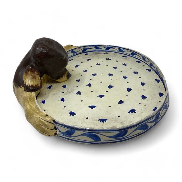 Vintage Paper Mache Bassett Hound Dog Valet Tray Hand Painted Folk Art Boho Rare - Picture 6 of 16